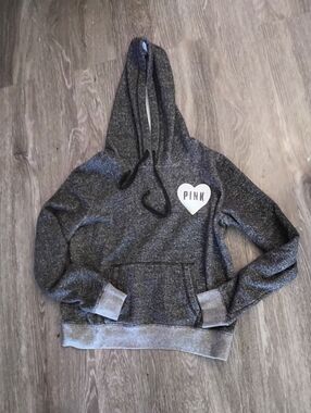 PINK Victoria's Secret Women’s Size Large Gray Pullover over hoodie excellent
